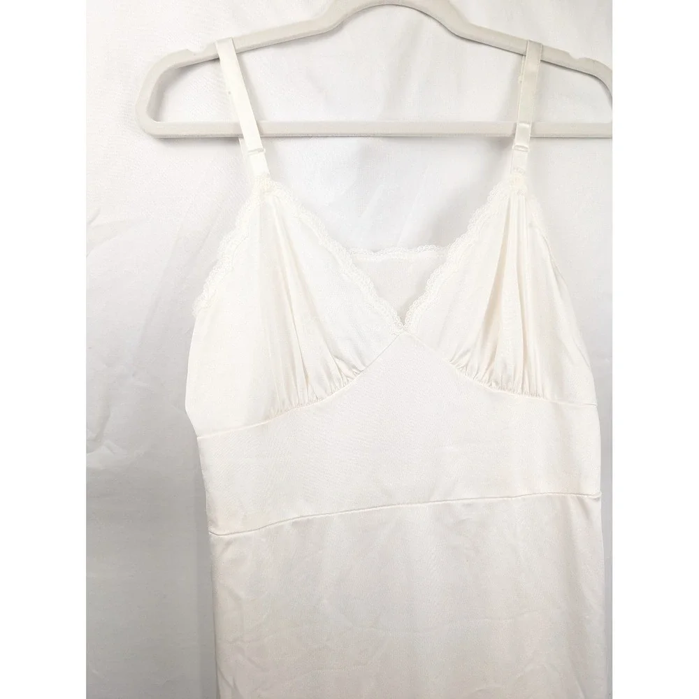 Vintage‎ Lace Satin Slip Dress White 34 Scalloped Fairy Romantic Lingerie Bridal